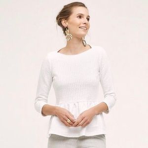 Anthropologie White Peplum Top